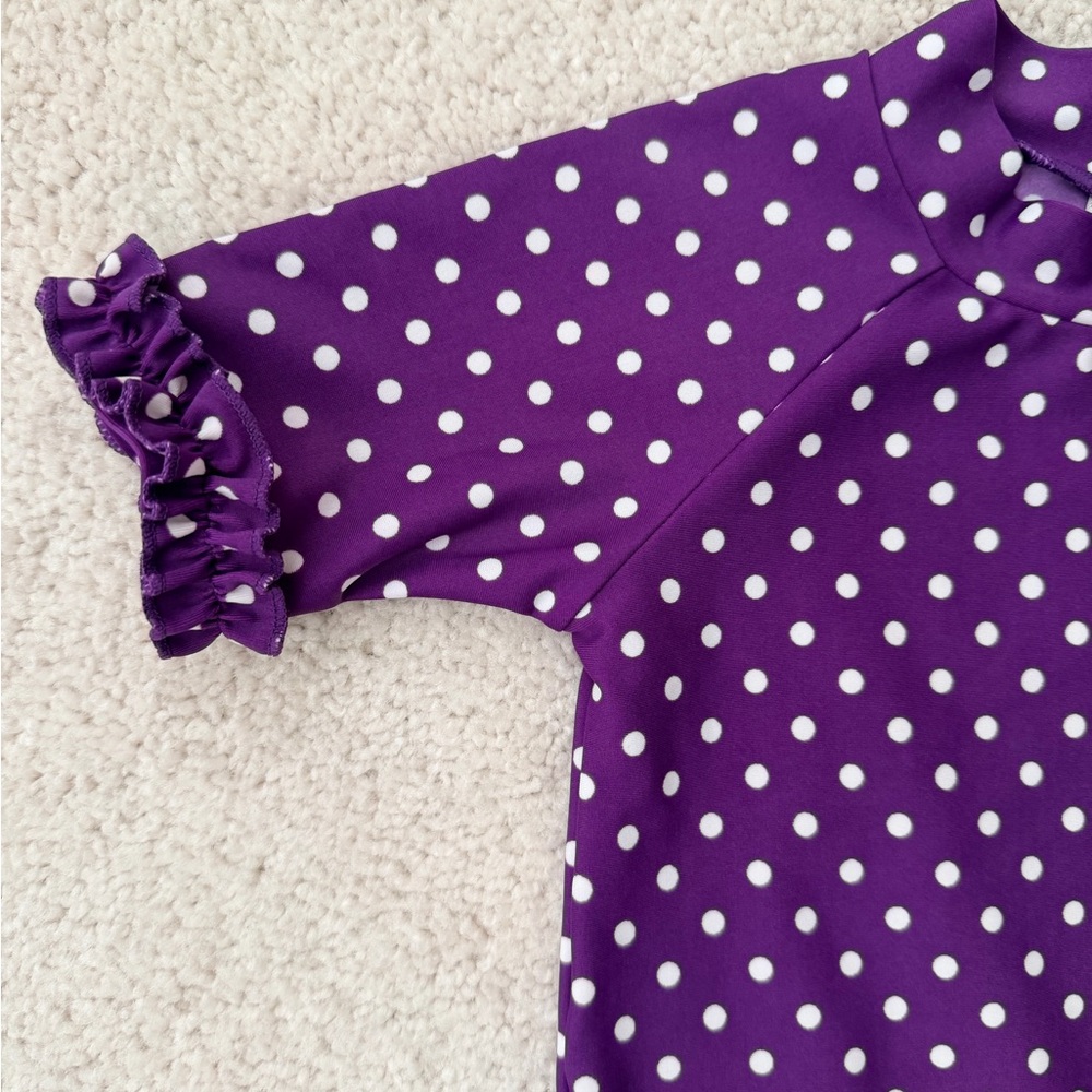 Ruffle Butts Purple Polka Dot Rashguard Set - Picture 4 of 12